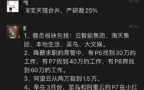 传阿里巴巴大裁员：预估2万人
